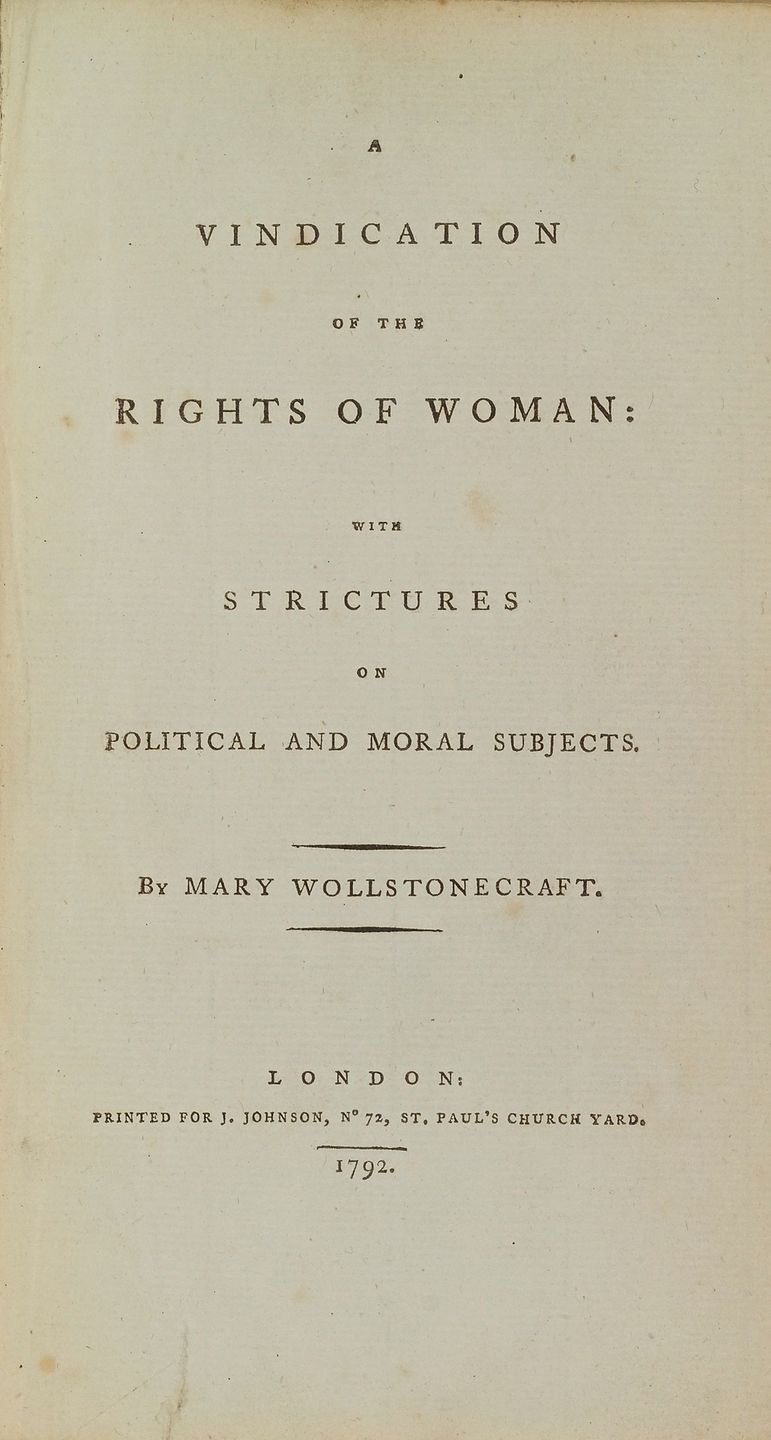 Title page of A Vindication of the Rights of Woman
