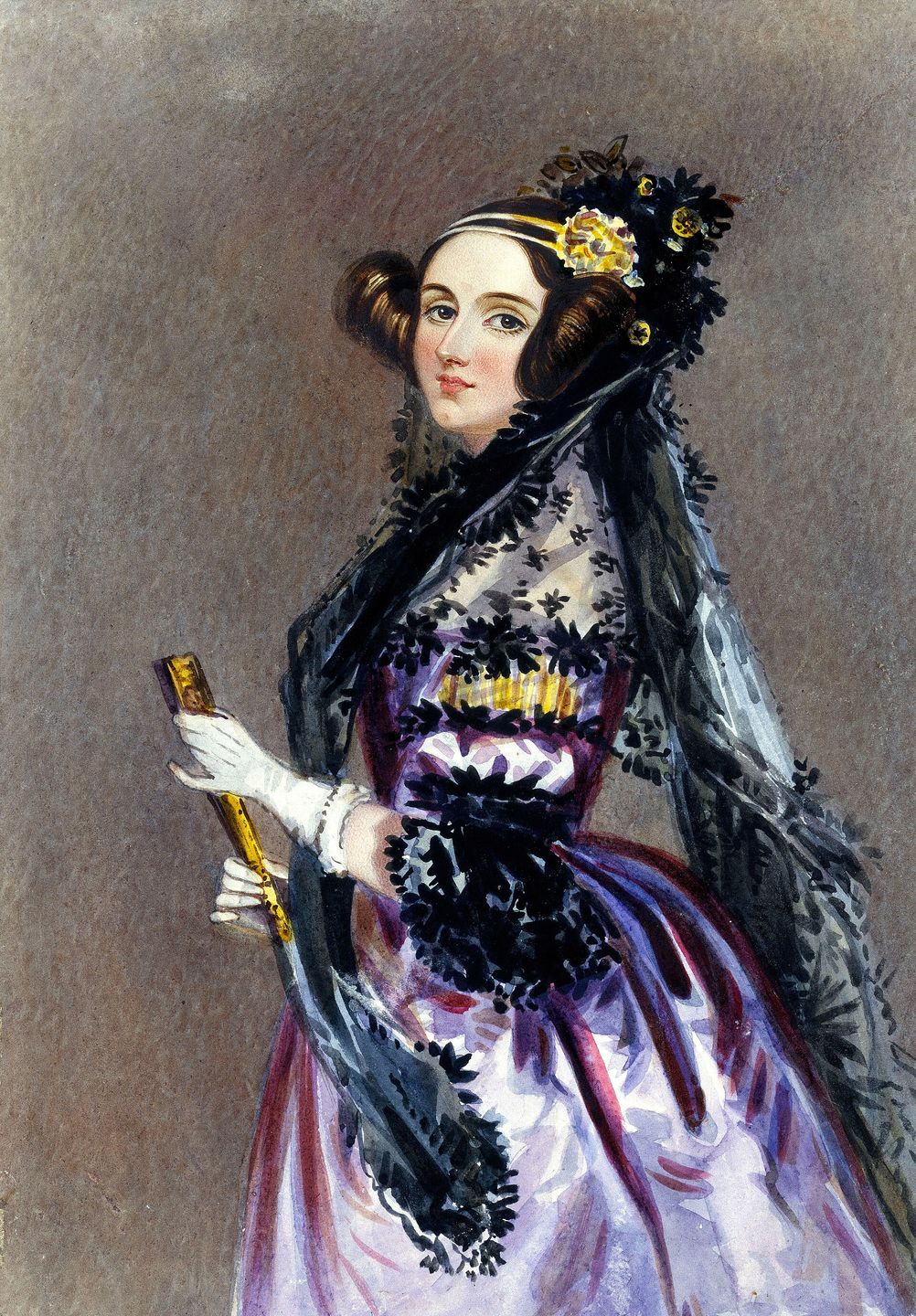 portrait of ada lovelace, mathematician and author of the first computer algorithm, circa 1840