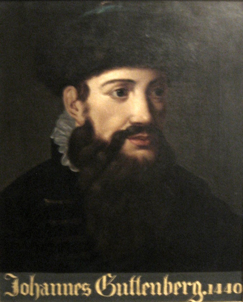 Anonymous portrait of Johannes Gutenberg dated 1440, displayed at the Gutenberg Museum in Mainz
