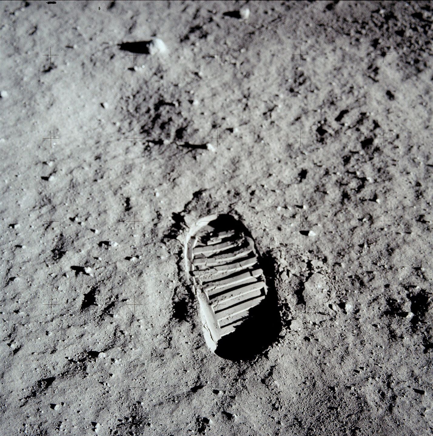 Bootprint left by an Apollo 11 astronaut on the lunar surface
