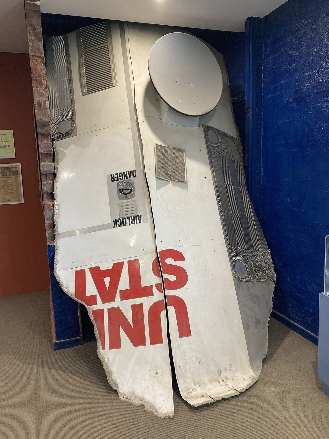 charred fragment of skylab wreckage on display at the balladonia museum in western australia