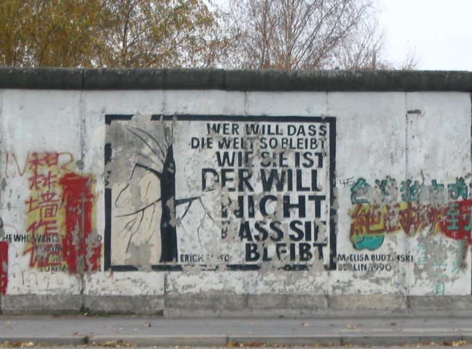 The Berlin Wall dividing east and west Berlin, photographed from the western side
