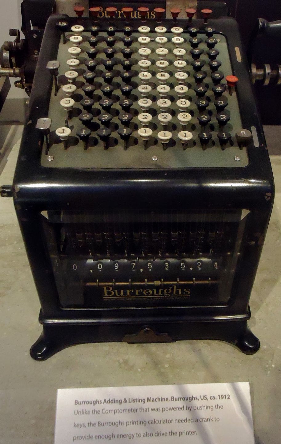 A Burroughs adding and listing machine from 1912