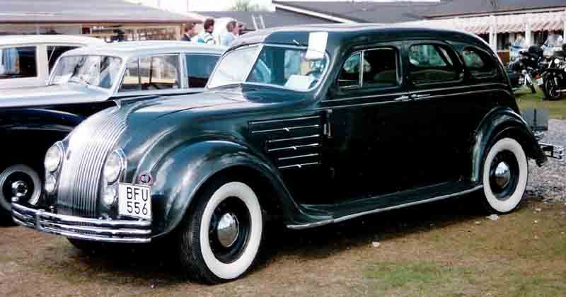 A 1934 Chrysler Airflow Eight sedan, one of the first cars designed using aerodynamic principles