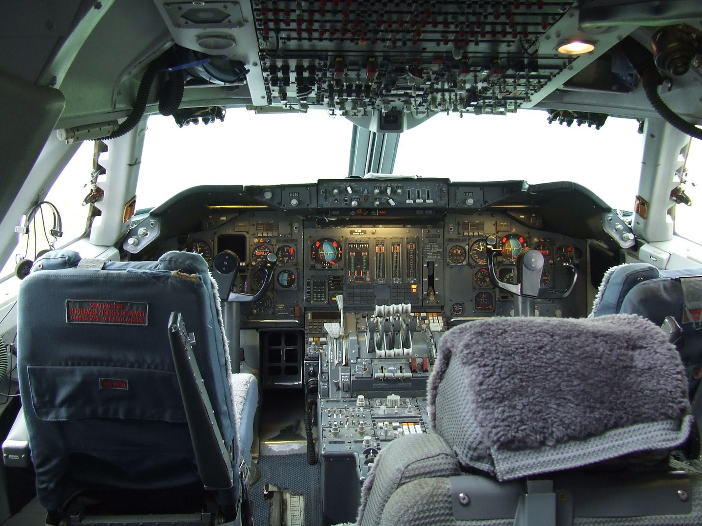 Cockpit of a Boeing 747-200 aircraft on display at the Aviodrome aviation museum in Lelystad, Netherlands