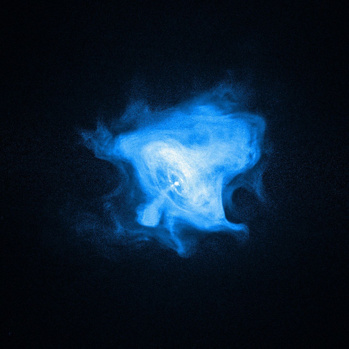 chandra x-ray image of the crab nebula showing rings and jets around the central pulsar