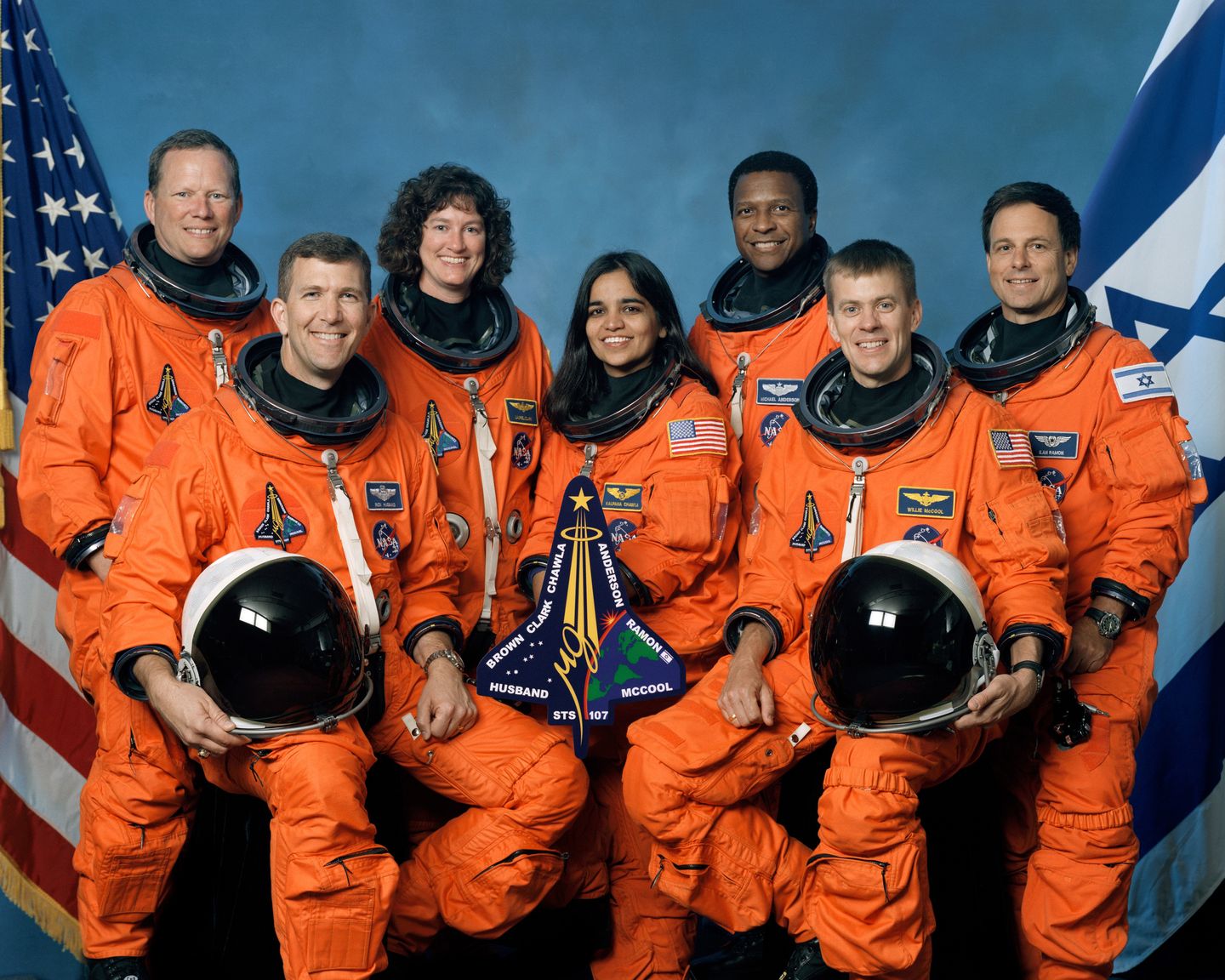 Official crew portrait of the seven STS-107 Columbia astronauts
