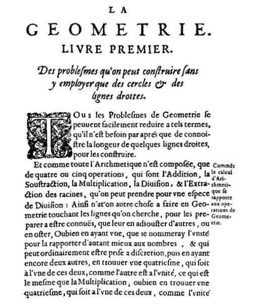 opening page of descartes' la géométrie, where he introduced analytic geometry