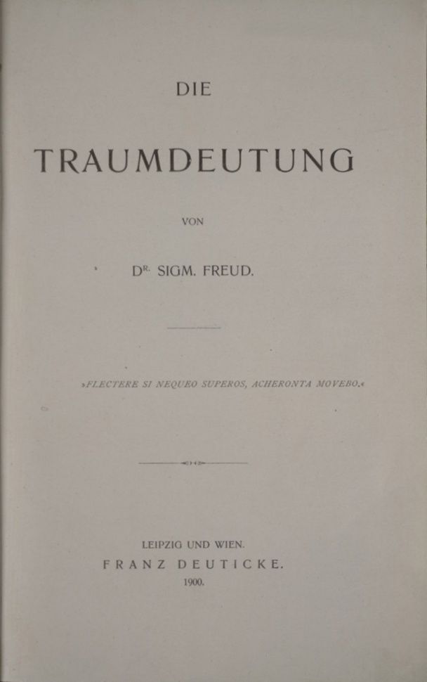 title page of the first edition of freud's die traumdeutung, the interpretation of dreams, published in 1899
