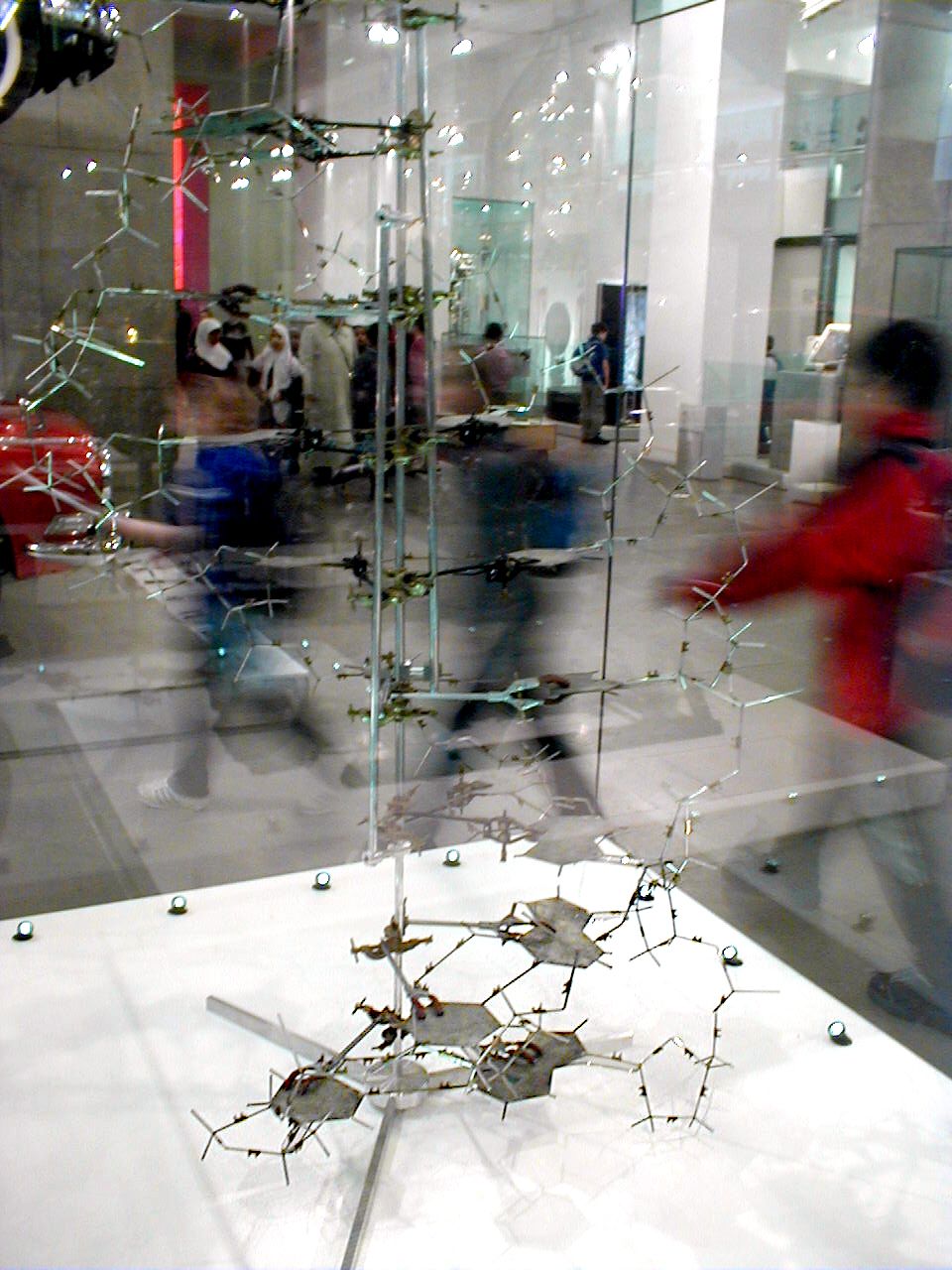 The original Watson-Crick DNA molecular model, showing the double helix structure of deoxyribonucleic acid