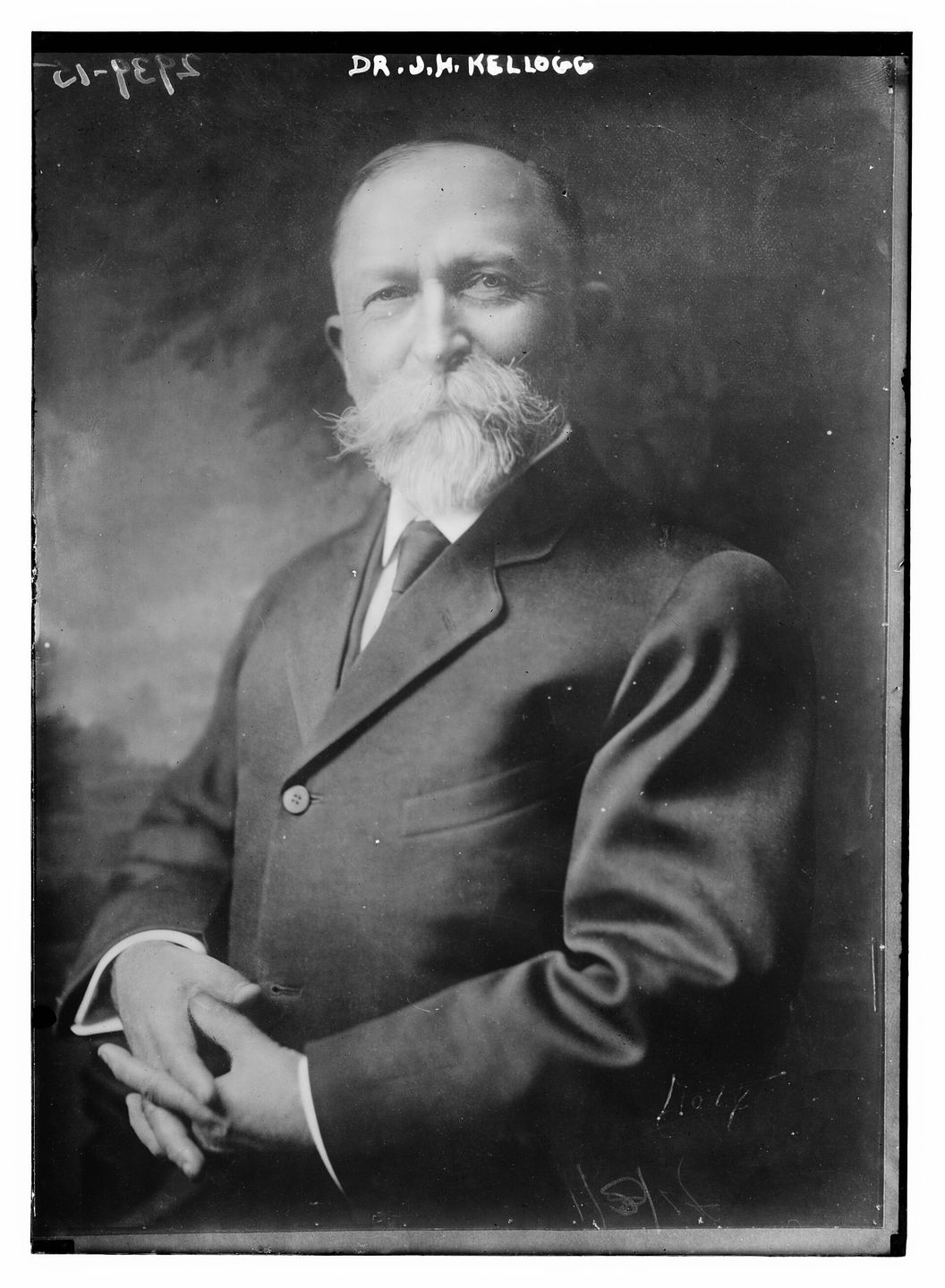 Portrait photograph of Dr. John Harvey Kellogg, the physician who accidentally invented corn flakes at the Battle Creek Sanitarium