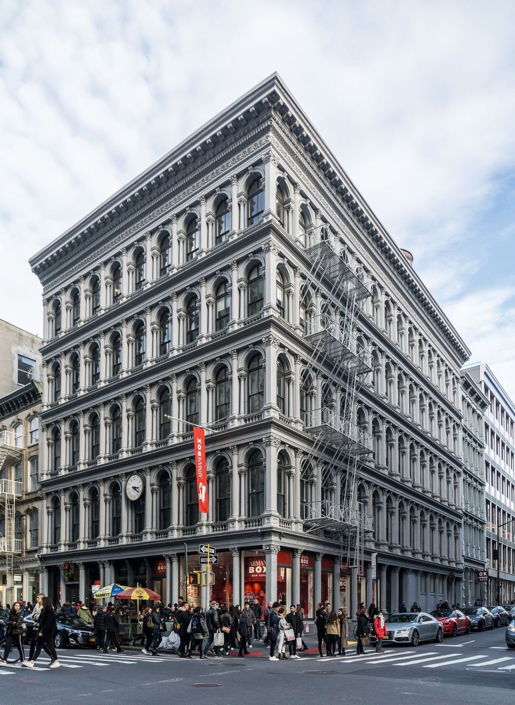 the cast-iron e.v. haughwout building on broadway, site of the first passenger elevator