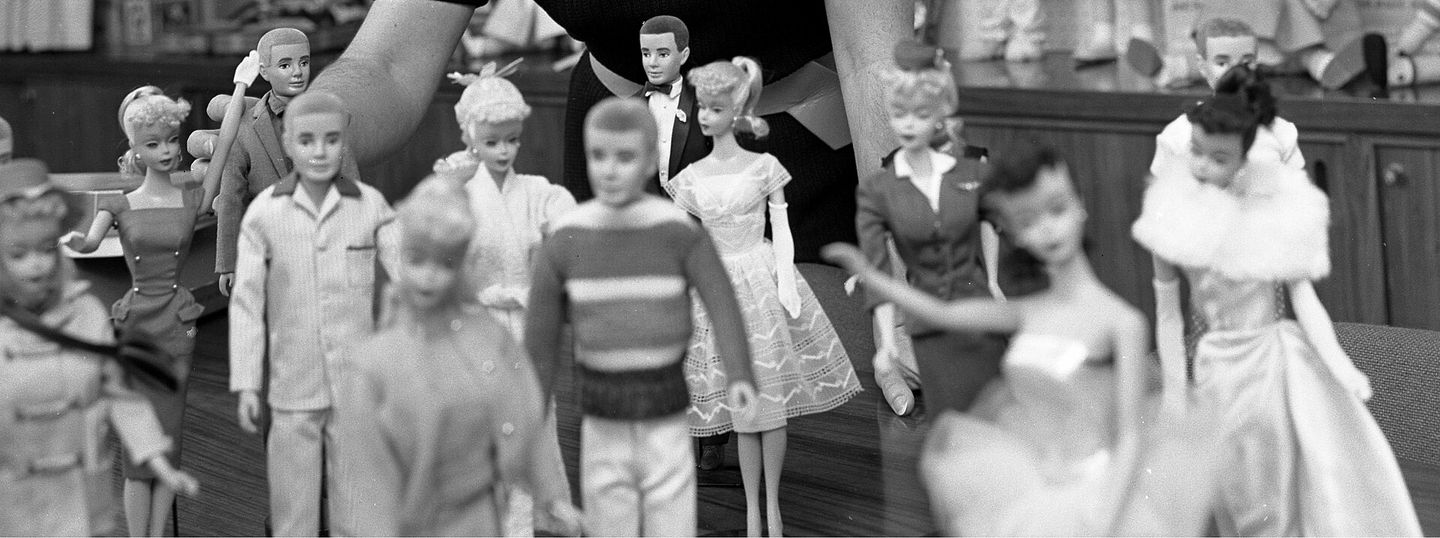 early barbie dolls from the 1960s displayed together