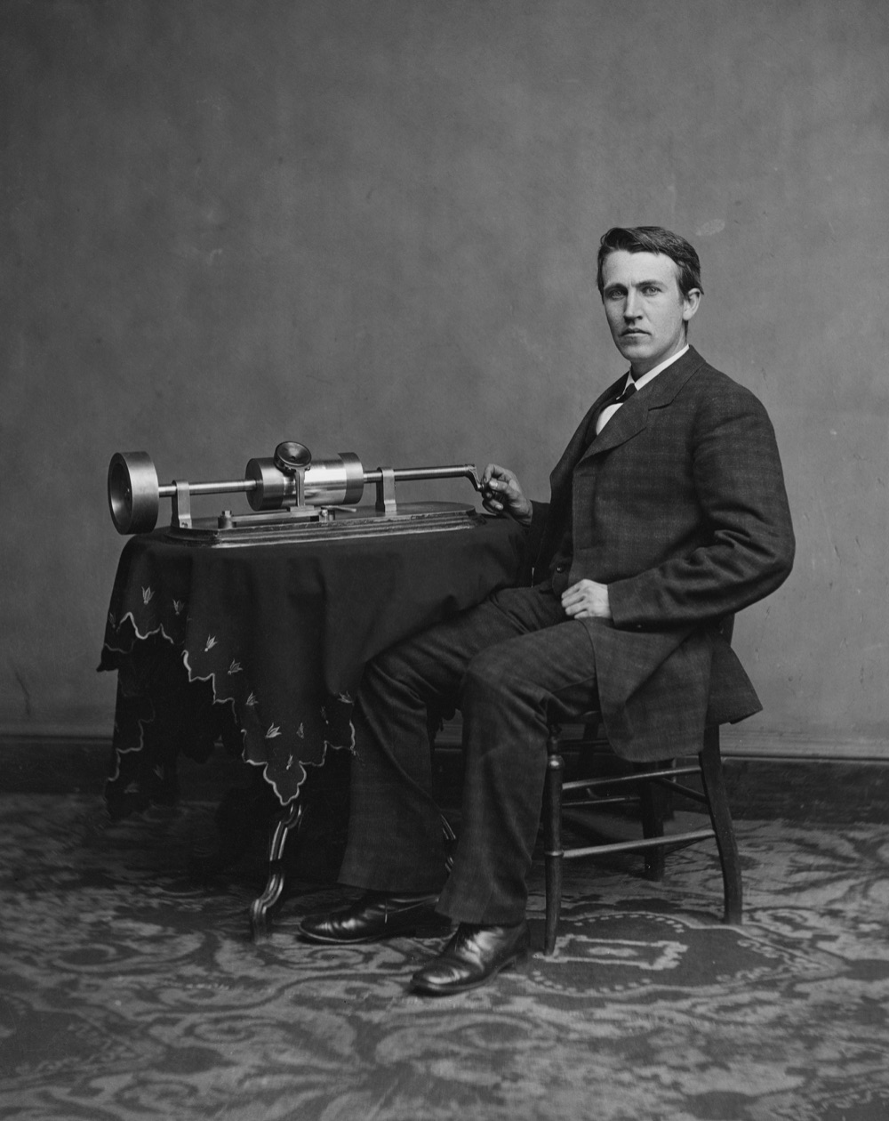 Thomas Edison with his phonograph, 1878