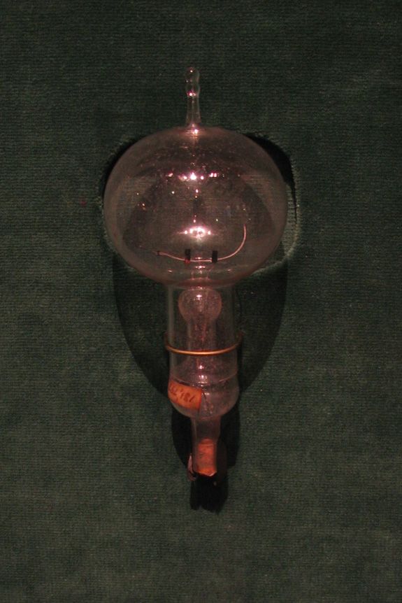 An early Edison carbon-filament incandescent bulb