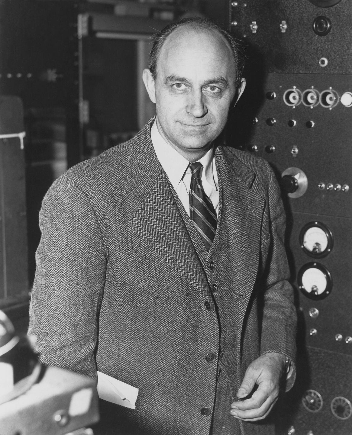 portrait of enrico fermi, the physicist who directed the first nuclear chain reaction