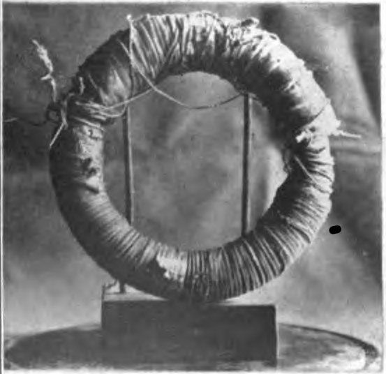 Faraday's iron induction ring wound with two coils of wire