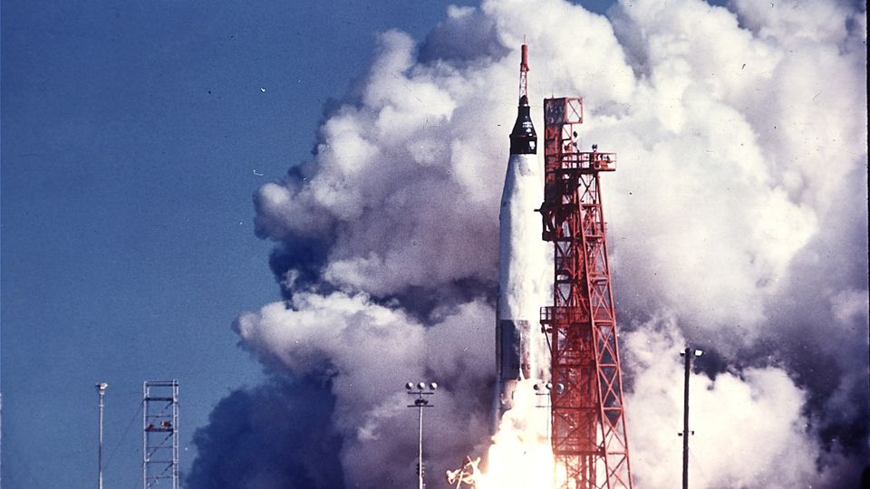 Launch of Mercury-Atlas 6 Friendship 7 carrying John Glenn into orbit on February 20, 1962