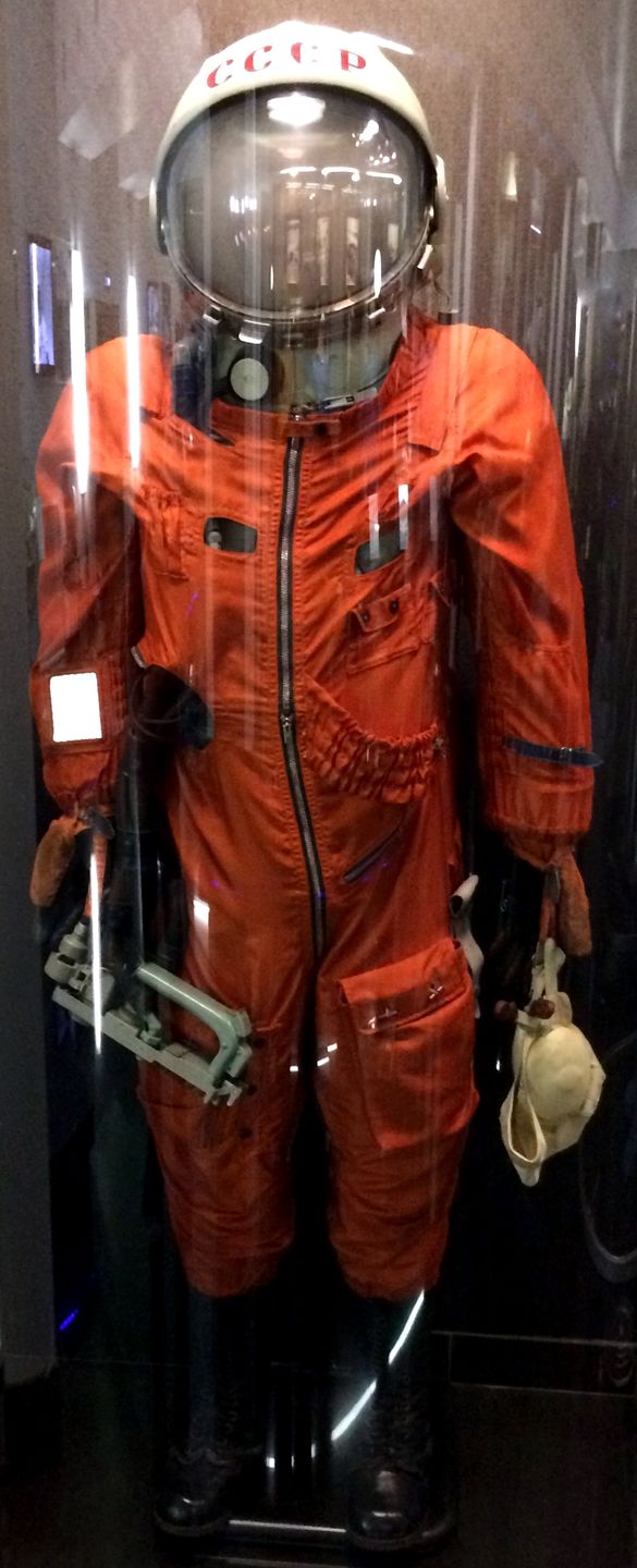yuri gagarin in his vostok space suit before the launch of vostok 1