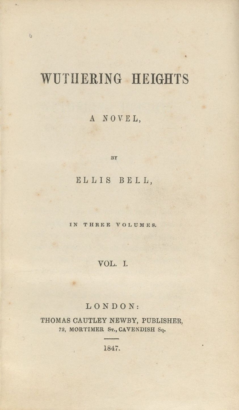 Title page of the 1847 first edition of Wuthering Heights