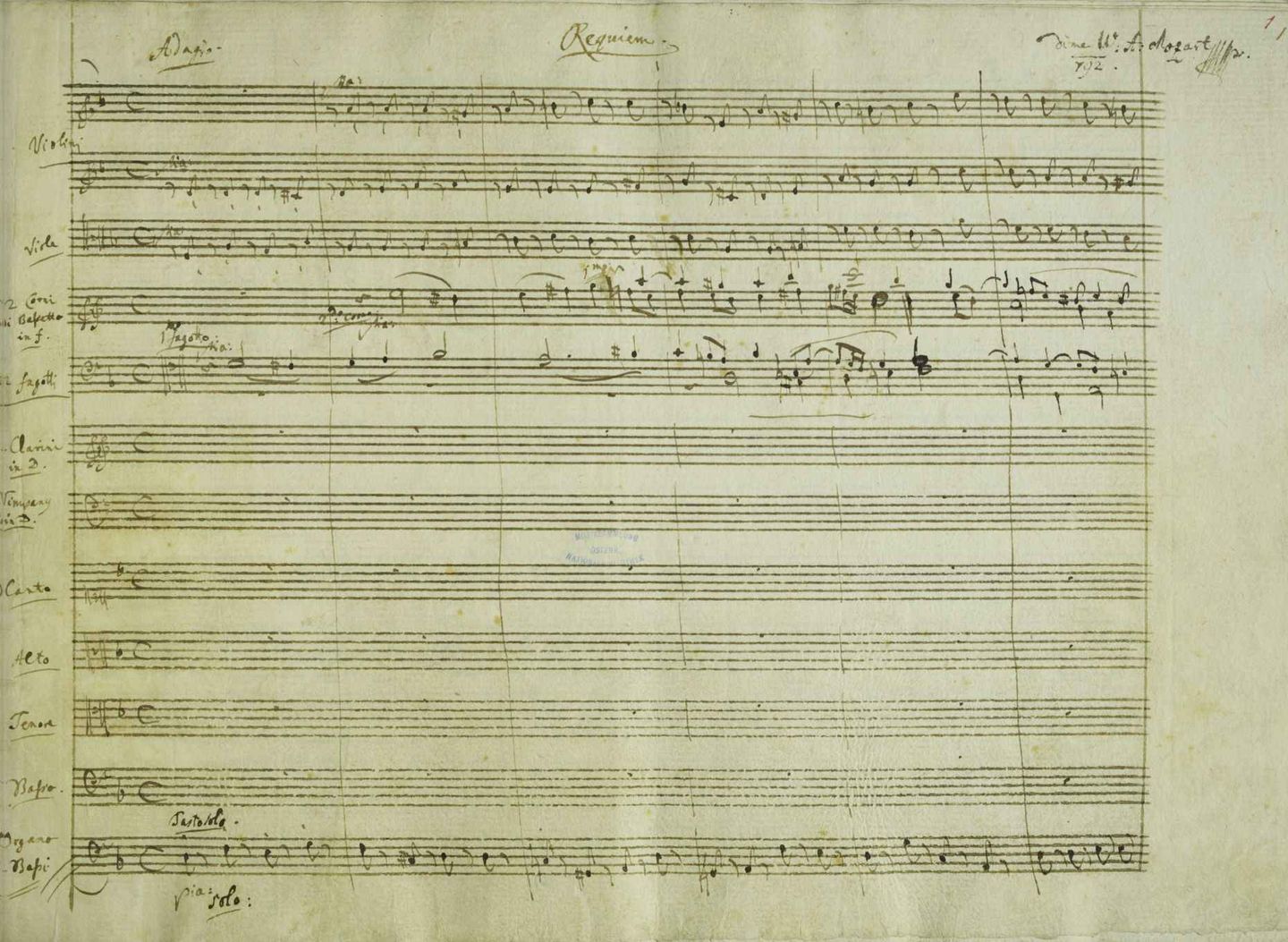 title page of mozart's requiem in d minor, k. 626