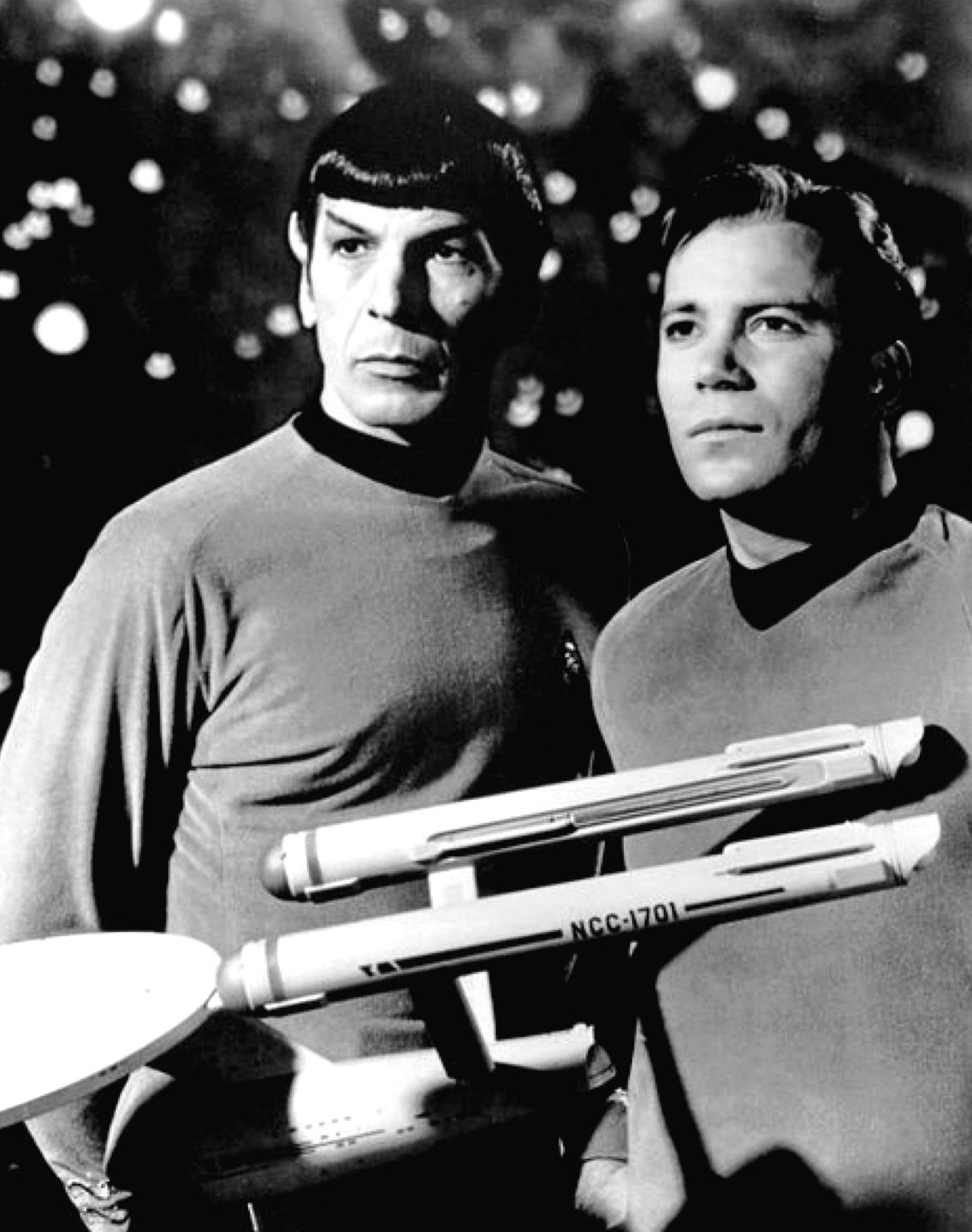 Leonard Nimoy as Mr. Spock and William Shatner as Captain Kirk in Star Trek, 1968