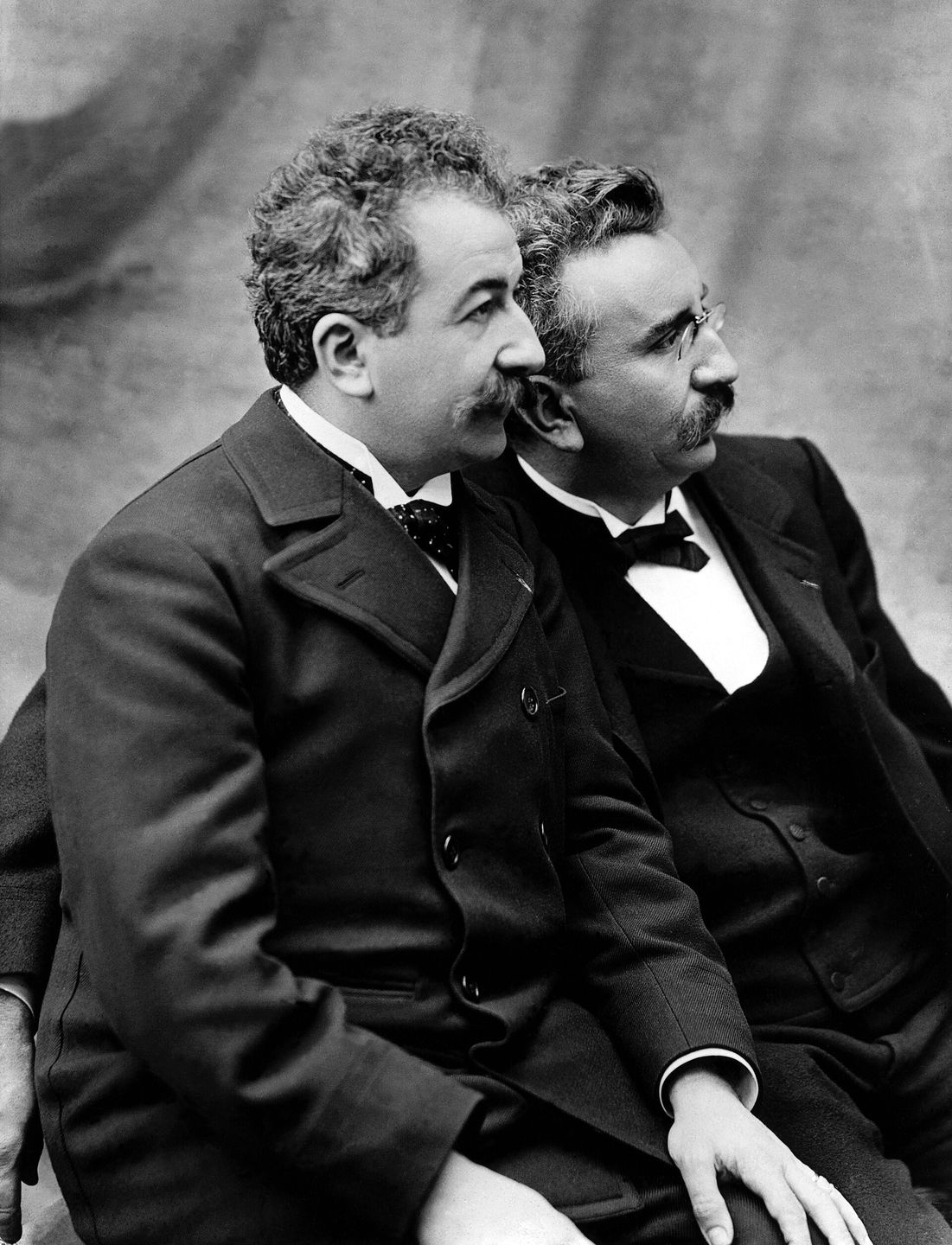 portrait of the lumière brothers, auguste and louis, inventors of the cinematograph