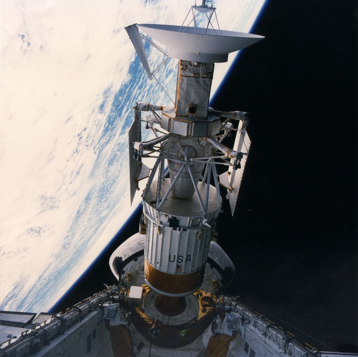 The Magellan spacecraft being deployed from the cargo bay of Space Shuttle Atlantis