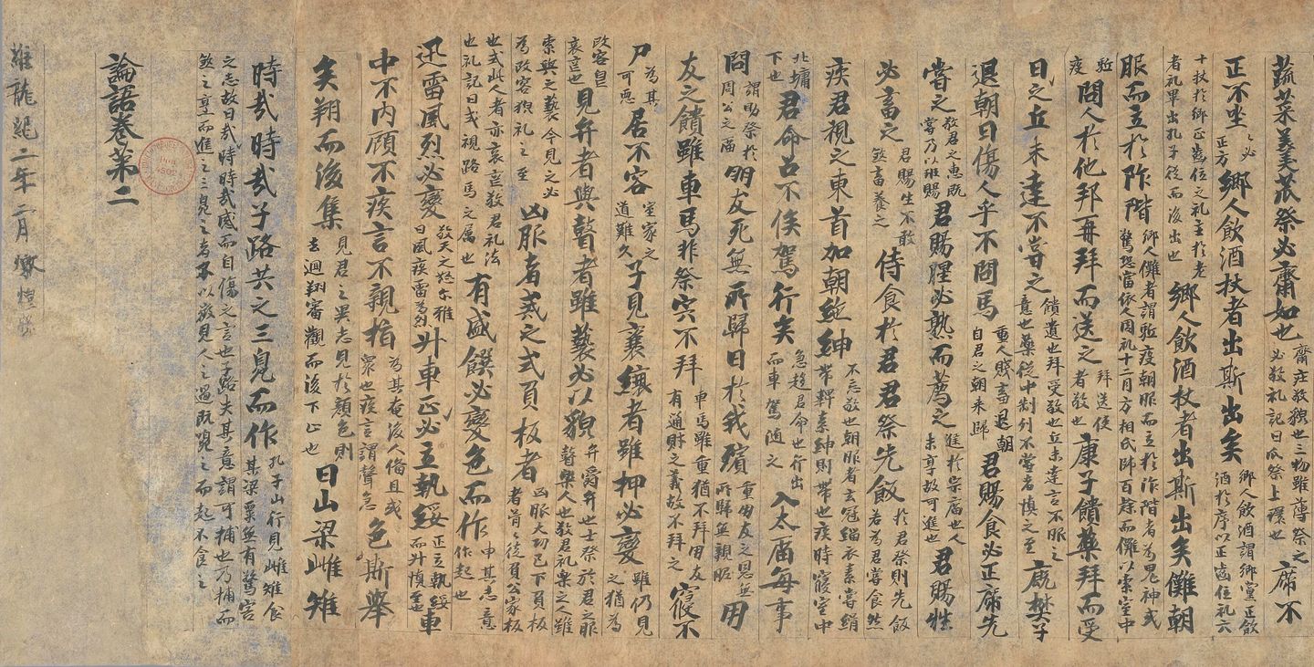 Early manuscript of the Analects with commentary by Kong Anguo and Zheng Xuan