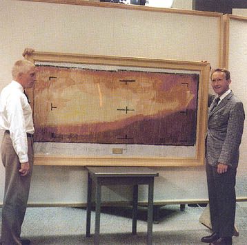 The first image of Mars from Mariner 4, hand-colored by NASA staff using pastels on a numbered grid