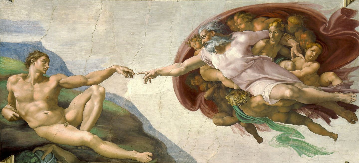 The Creation of Adam, Sistine Chapel ceiling detail by Michelangelo