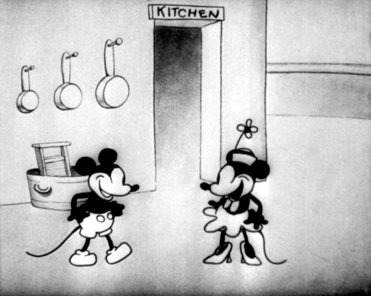 Mickey and Minnie Mouse in Steamboat Willie