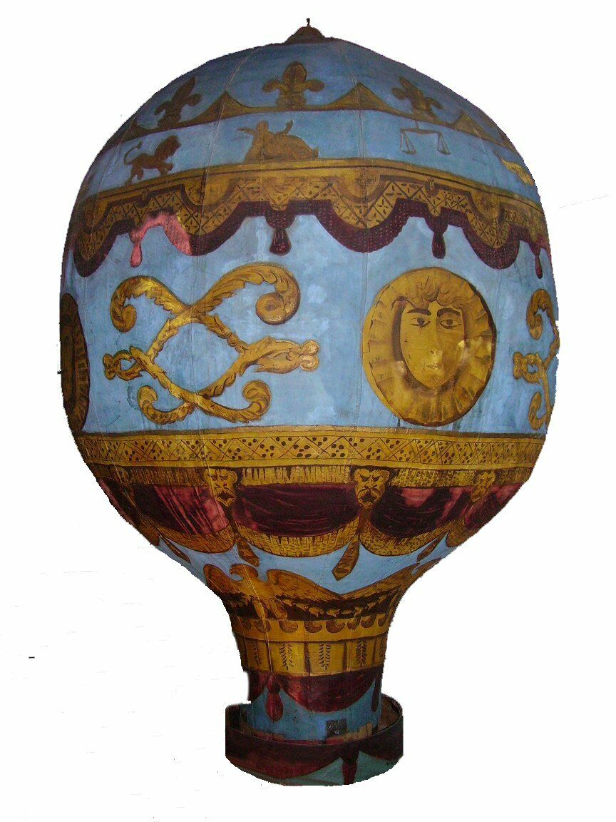 montgolfier brothers hot air balloon, 1783 illustration