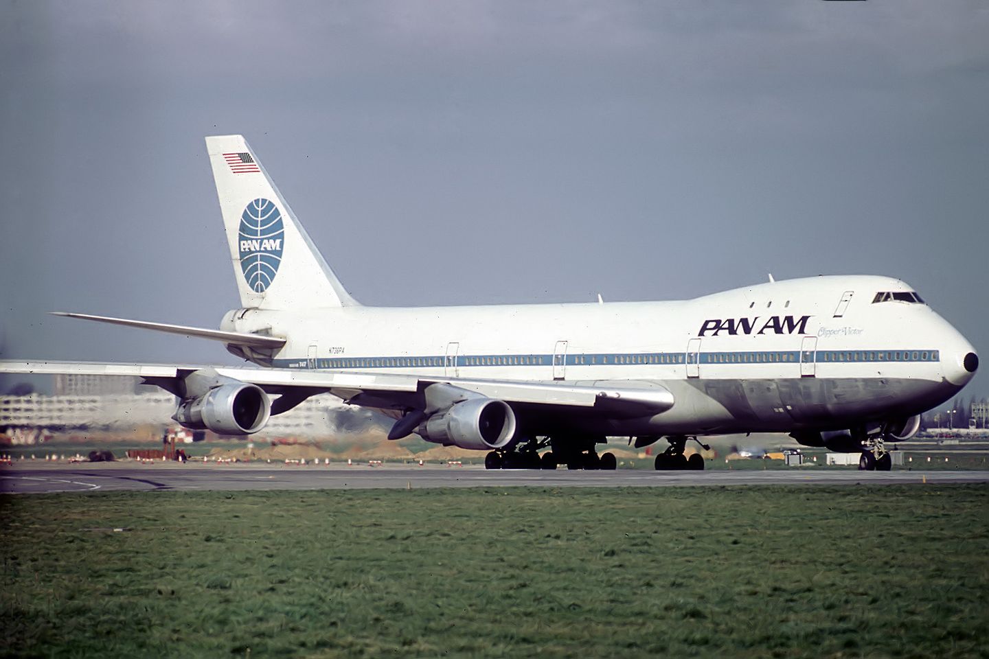 Pan Am Boeing 747-121 Clipper Victor airliner at London Heathrow Airport