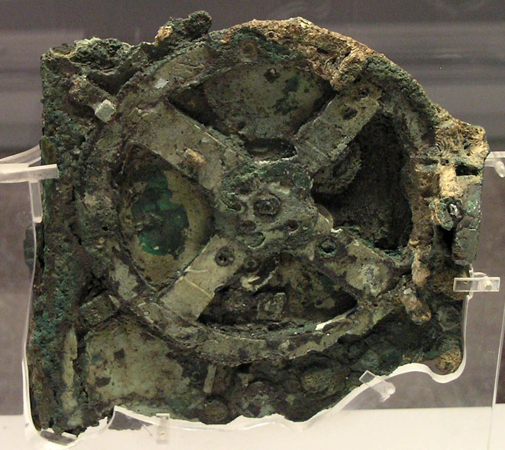 the Antikythera Mechanism, a corroded bronze ancient Greek analog computer
