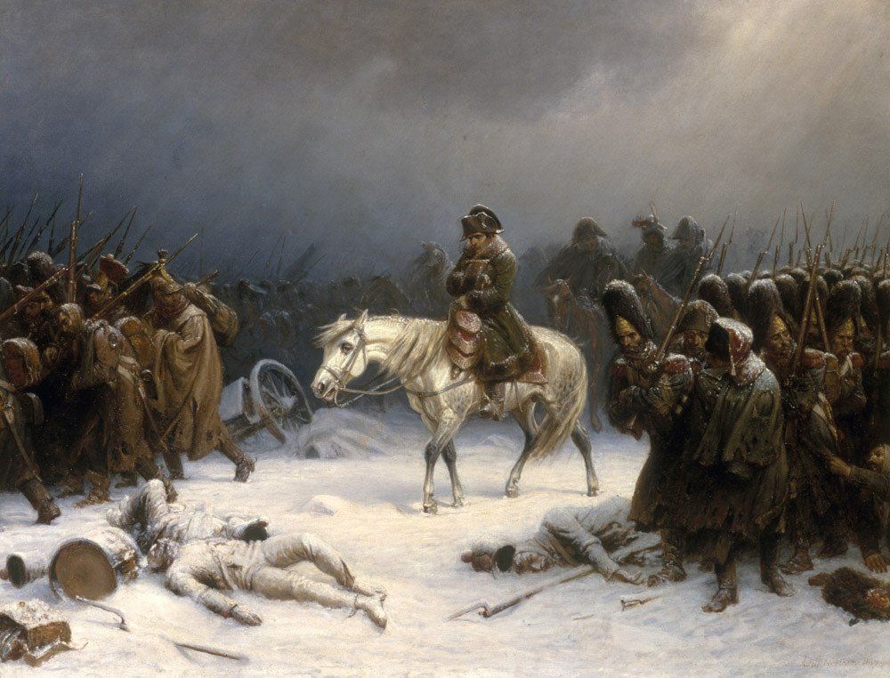 Napoleon's army retreating from Moscow in 1812