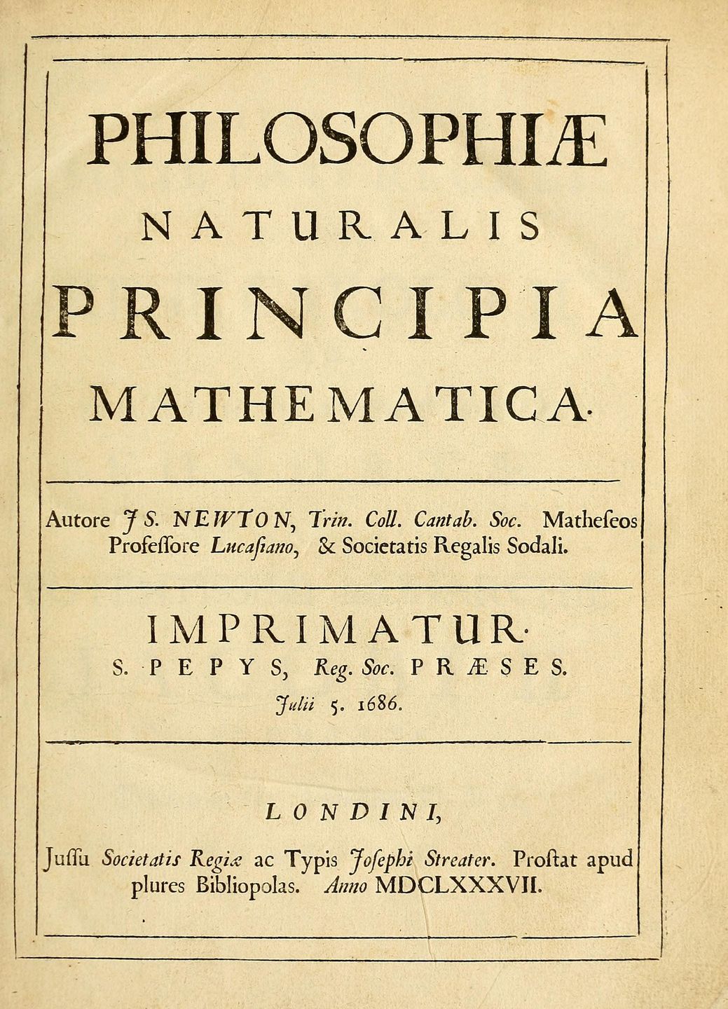 Title page of Newton's Principia Mathematica