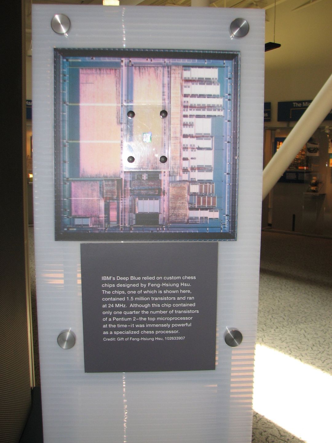 One of the custom chess processor chips from IBM's Deep Blue