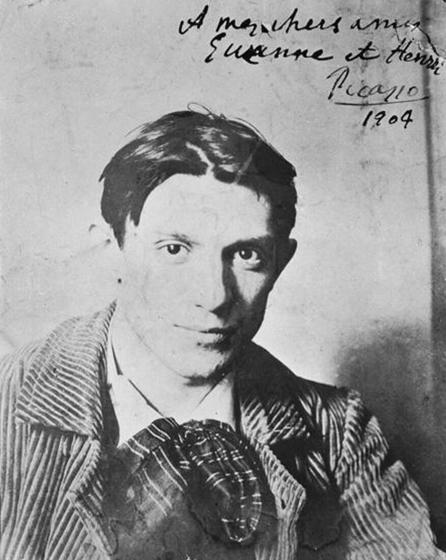Pablo Picasso photographed in Paris in 1904, around the time of his first major exhibitions, by Ricard Canals i Llambí