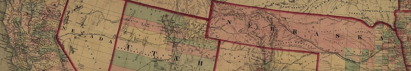 1862 map of the Pacific telegraph route across the American West