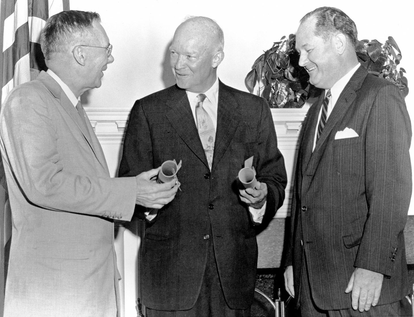 president eisenhower with hugh dryden and t. keith glennan, nasa's first administrators