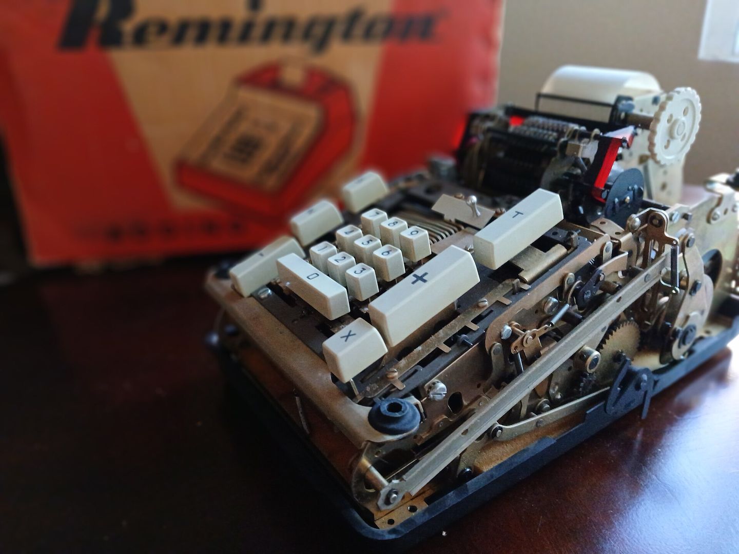 A Remington adding machine, typical of the mechanical calculators pioneered by Burroughs