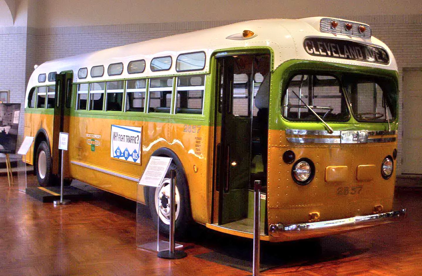 The Montgomery bus on which Rosa Parks was arrested, now preserved in a museum