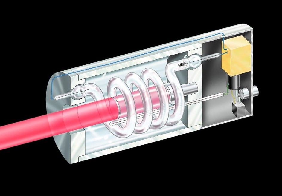diagram of a ruby laser showing its components