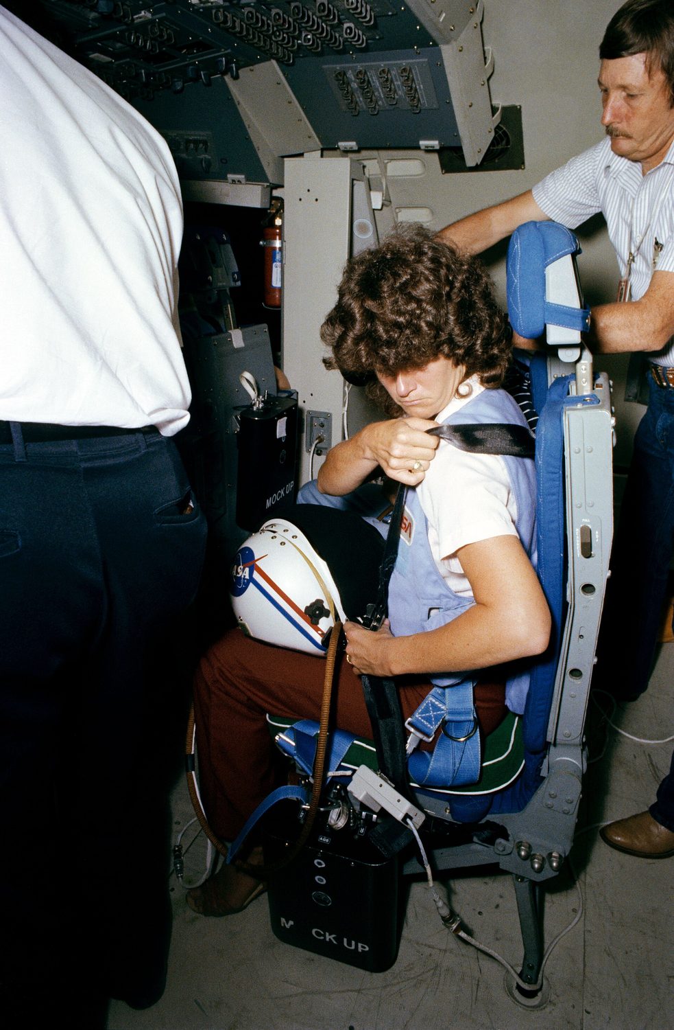 Sally Ride aboard the shuttle