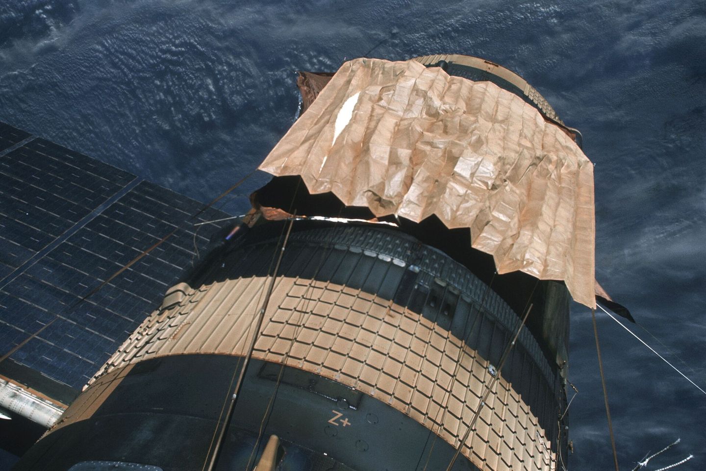 skylab space station photographed from the skylab 4 crew spacecraft upon arrival in 1973