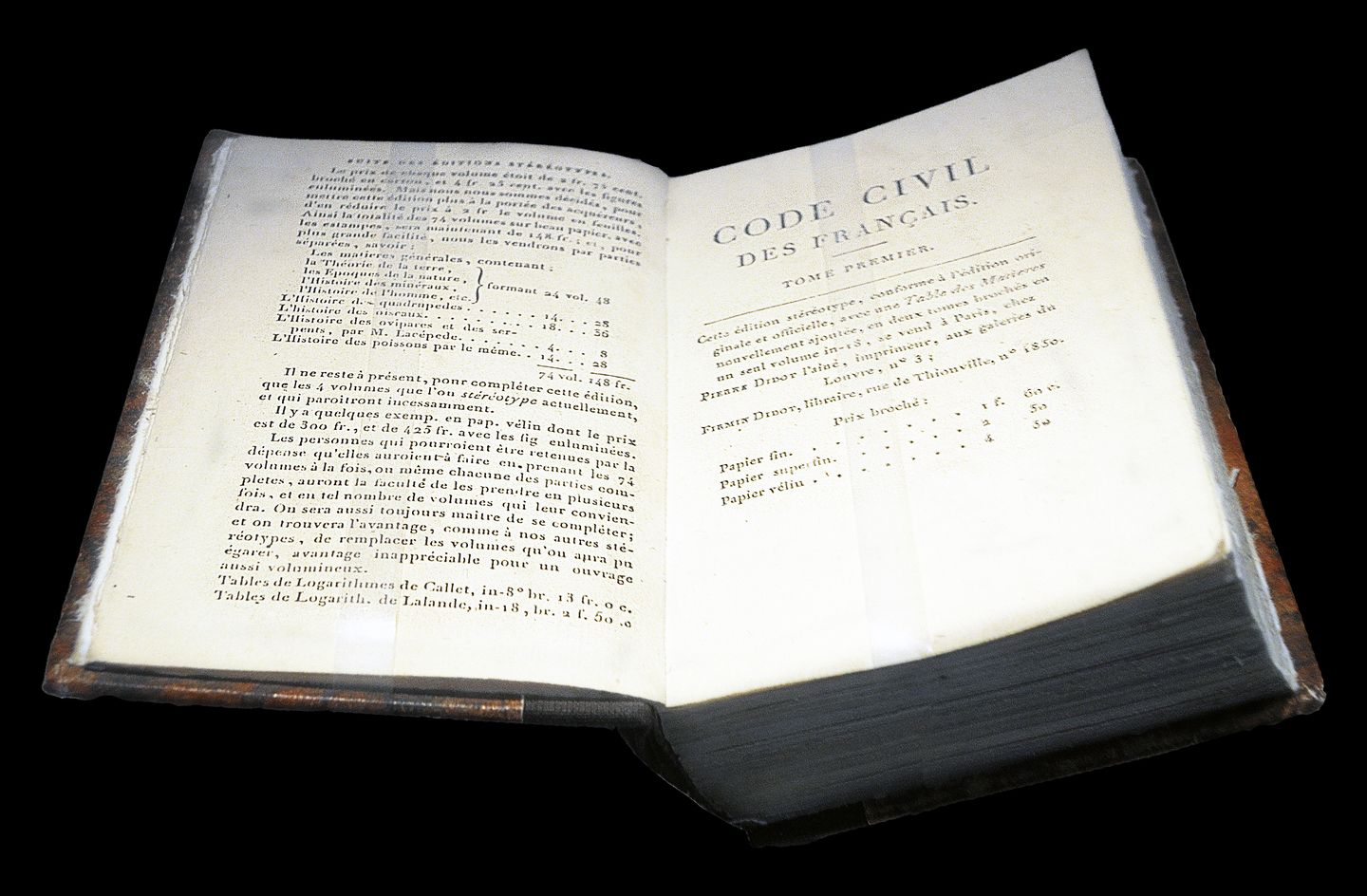 A copy of the Napoleonic Code, Code civil des Français
