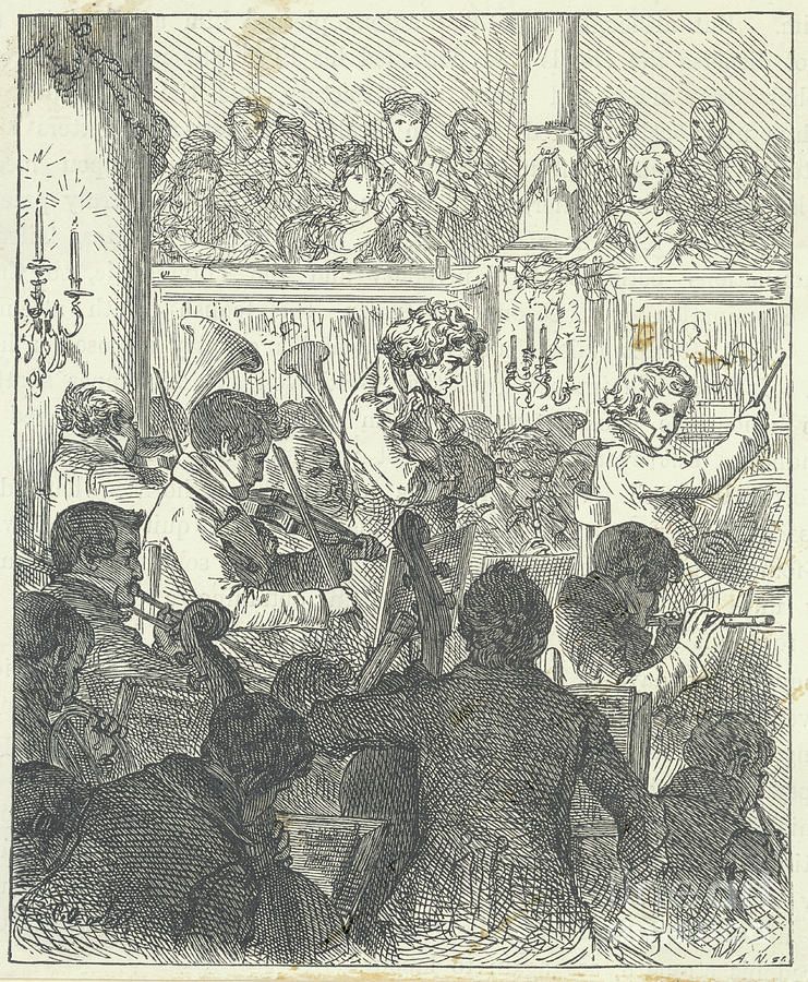 the premiere of beethoven's symphony no. 9 in d minor, the first symphony ever written with a choral finale