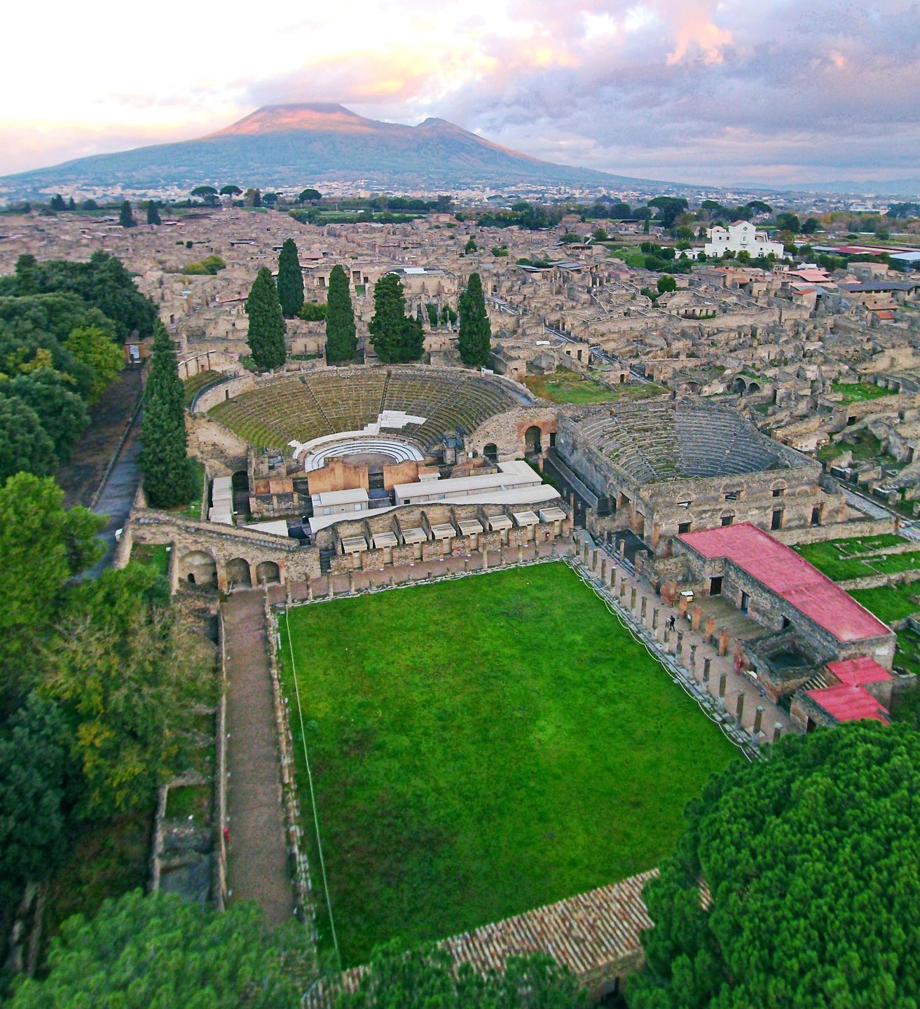 The theatre district of Pompeii, preserved under volcanic ash since 79 AD