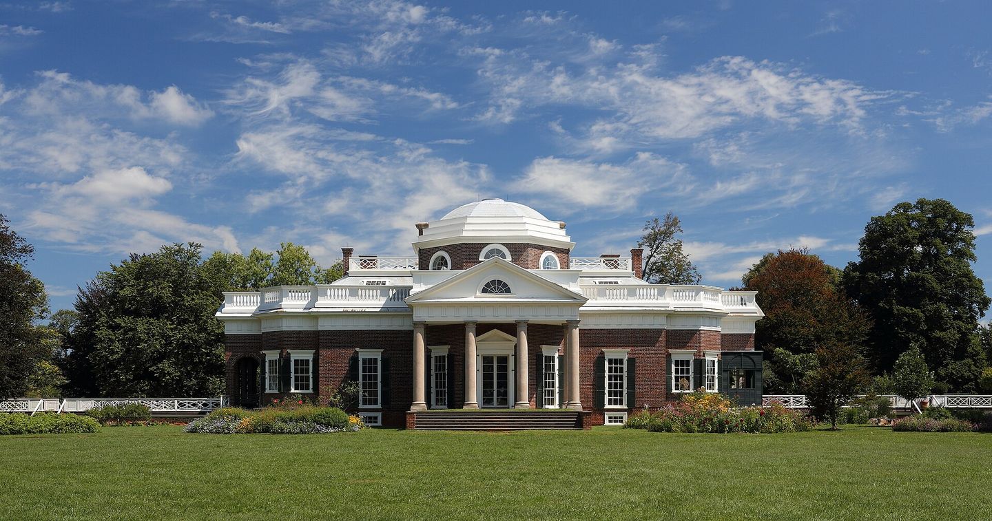 monticello, thomas jefferson's home in virginia, designed by jefferson in the neoclassical style